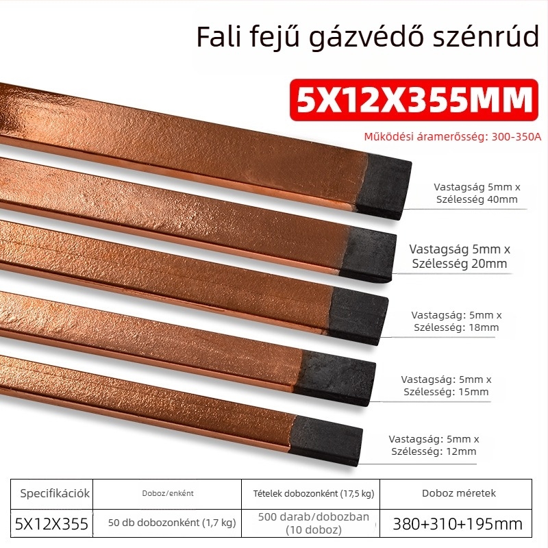 Varráshoz és vágáshoz használt szén- és réz bevonat szénrúd, szén/réz, arc gouging szerszámhoz, 200-500 A, fej kör vagy lapos