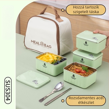 Rozsdamentes acél ebédes doboz – többszintes, lezárható, mikrózható, 501–800 ml kapacitás