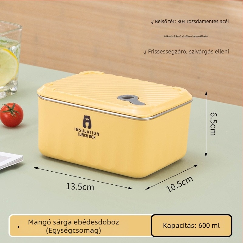 Rozsdamentes acél ebédes doboz – többszintes, lezárható, mikrózható, 501–800 ml kapacitás