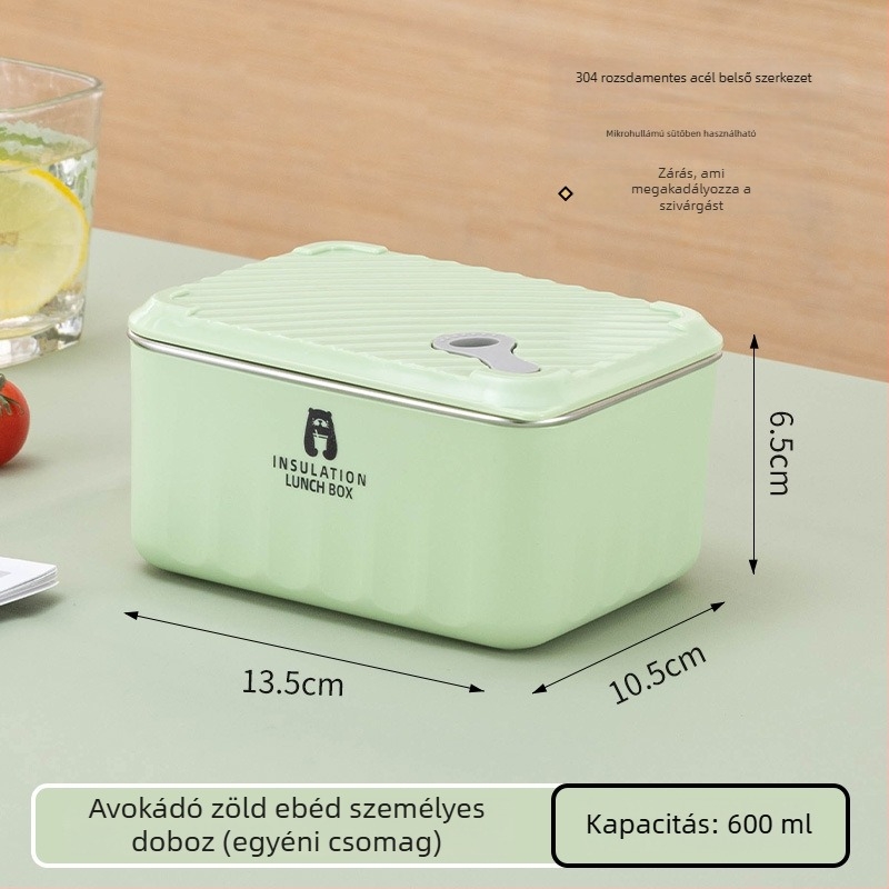 Rozsdamentes acél ebédes doboz – többszintes, lezárható, mikrózható, 501–800 ml kapacitás