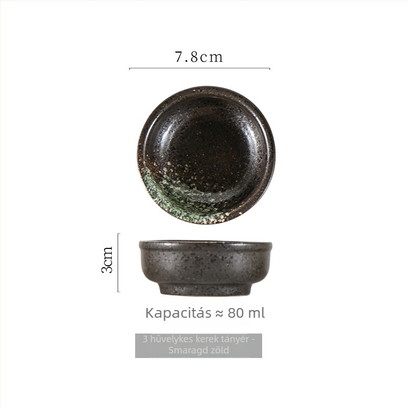Kis kör alakú kerámia tál szójaszószhoz, mártogatáshoz és sushihoz, retro stílus, mikrohullámú sütőben használható