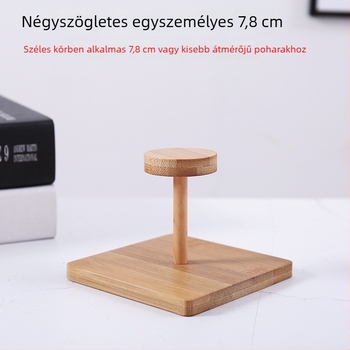 Bambusz pohártartó, egyszerű stílusú, asztali tároló polc bárpult mellé