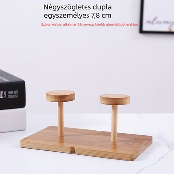 Bambusz pohártartó, egyszerű stílusú, asztali tároló polc bárpult mellé