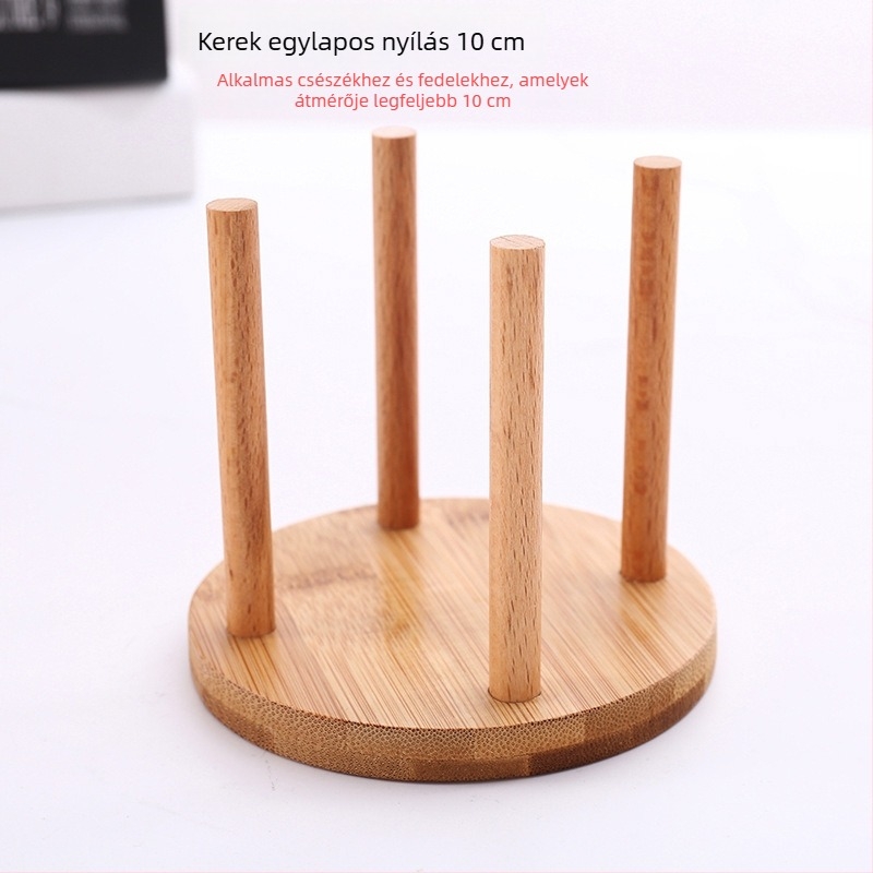 Bambusz pohártartó, egyszerű stílusú, asztali tároló polc bárpult mellé