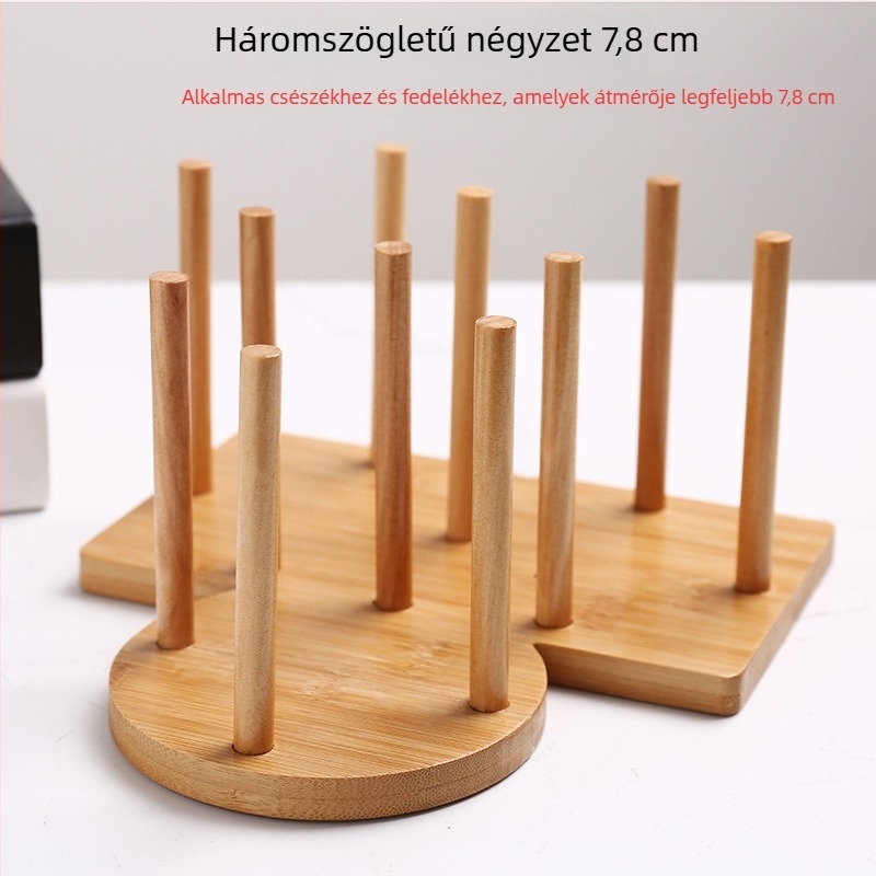 Bambusz pohártartó, egyszerű stílusú, asztali tároló polc bárpult mellé