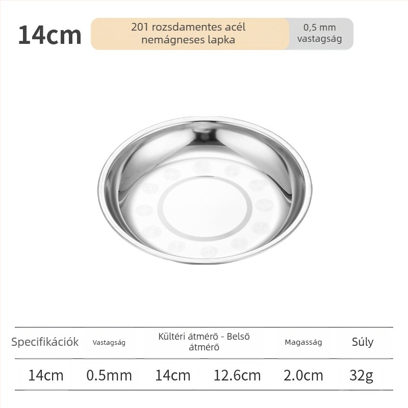 Rozsdamentes acélból készült kerek levesestál, polírozott felülettel, mikrohullámú sütőben használható, szállodai és vendéglátási célokra