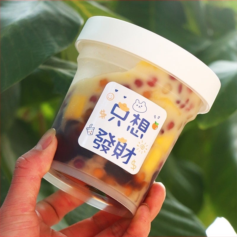 Egyszer használatos műanyag desszert pohár Grass Jelly, márka ZHONGLIPACKAGE, mikrohullámú sütőben használható, 300 darabos csomag