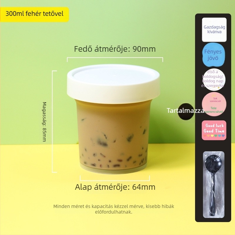 Egyszer használatos műanyag desszert pohár Grass Jelly, márka ZHONGLIPACKAGE, mikrohullámú sütőben használható, 300 darabos csomag
