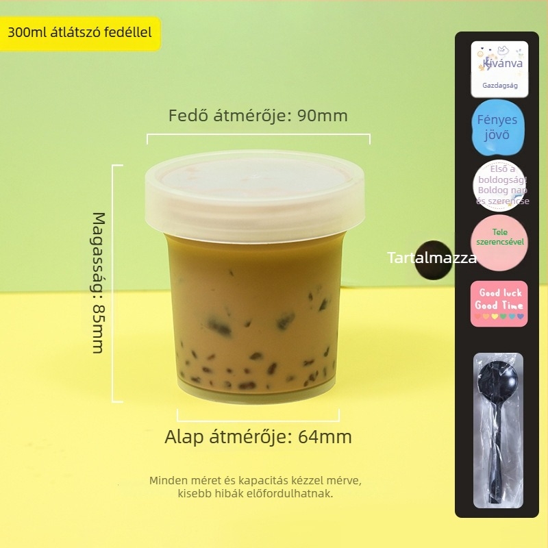 Egyszer használatos műanyag desszert pohár Grass Jelly, márka ZHONGLIPACKAGE, mikrohullámú sütőben használható, 300 darabos csomag
