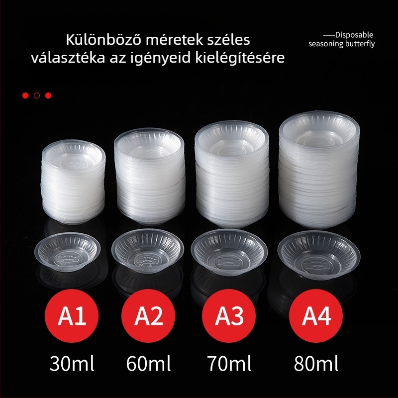 Egyszer használatos szósztál, kerek műanyag tál, hőálló, mikróban nem használható, logóval ellátva, termék szám TTT1004011715