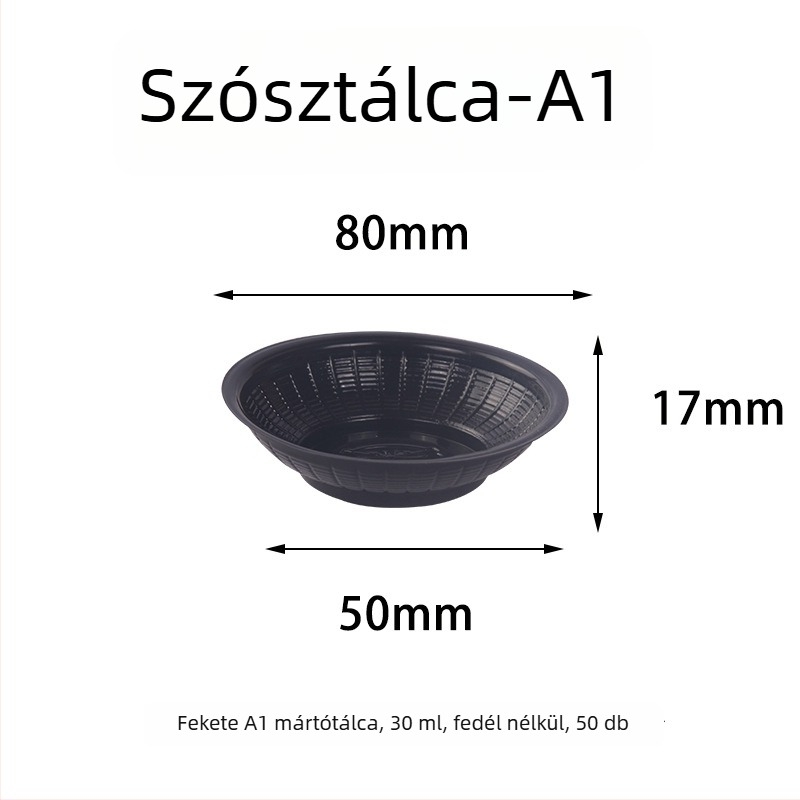 Egyszer használatos szósztál, kerek műanyag tál, hőálló, mikróban nem használható, logóval ellátva, termék szám TTT1004011715