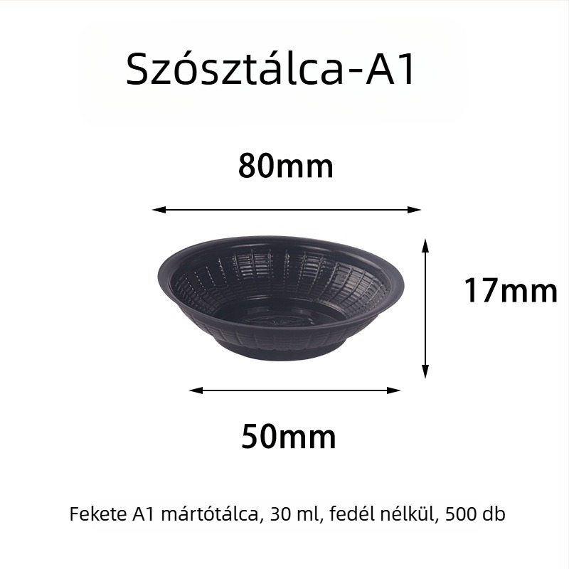 Egyszer használatos szósztál, kerek műanyag tál, hőálló, mikróban nem használható, logóval ellátva, termék szám TTT1004011715