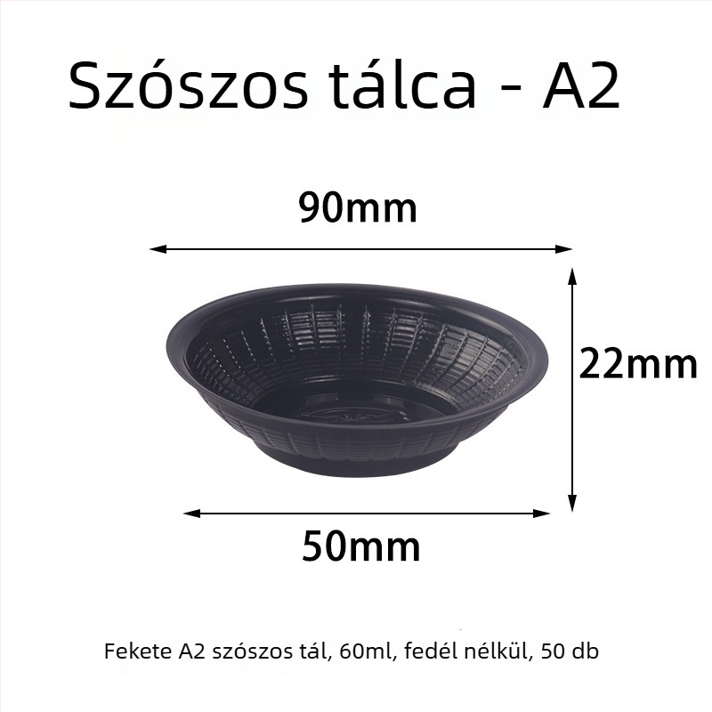 Egyszer használatos szósztál, kerek műanyag tál, hőálló, mikróban nem használható, logóval ellátva, termék szám TTT1004011715