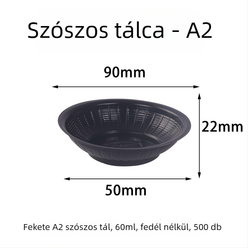 Egyszer használatos szósztál, kerek műanyag tál, hőálló, mikróban nem használható, logóval ellátva, termék szám TTT1004011715