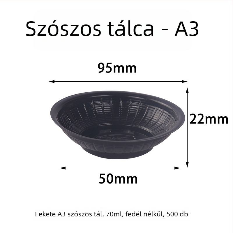 Egyszer használatos szósztál, kerek műanyag tál, hőálló, mikróban nem használható, logóval ellátva, termék szám TTT1004011715