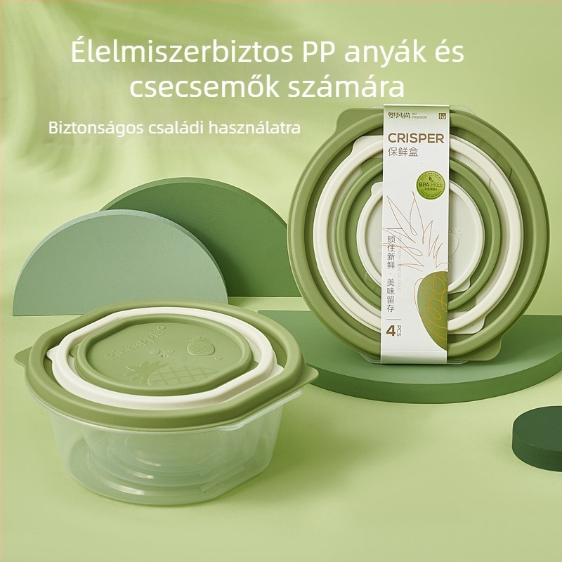 Élelmiszer-tároló doboz, négyszögletes, átlátszó PP anyagból, mikróhullámú sütőben használható, eper mintás, kapacitás: 0,3 L, 0,5–0,8 L, 1–2 L