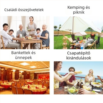 Egyszer használatos bambusz étkészlet: élelmiszer-minőségű, hőálló edények, poharak, kanalak, evőpálcák, tányérok és asztalterítő, összejövetelekhez, kempingezéshez, bankettekhez