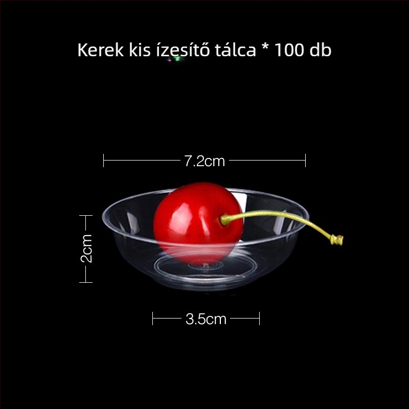 Egyszer használatos műanyag desszert- és leveses tál, kerek, 300–400 ml kapacitás, átlátszó, modern minimalist stílus