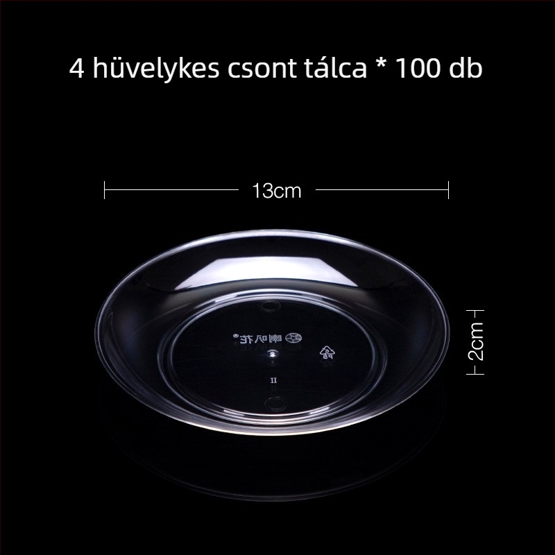 Egyszer használatos műanyag desszert- és leveses tál, kerek, 300–400 ml kapacitás, átlátszó, modern minimalist stílus