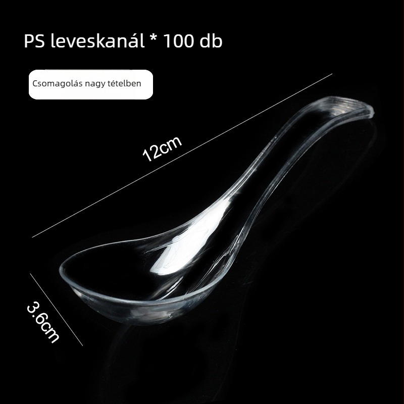 Egyszer használatos műanyag desszert- és leveses tál, kerek, 300–400 ml kapacitás, átlátszó, modern minimalist stílus