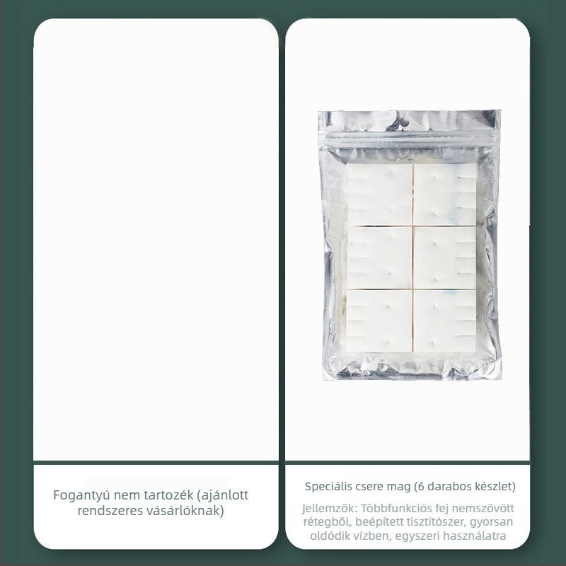 Egyszer használatos falra szerelhető WC-tisztító kefekészlet, oldható cserefejekkel, műanyagból