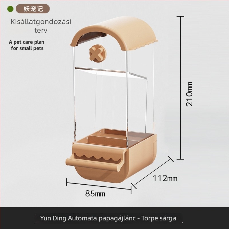 Papagájok automata etetője — anti-szóródó és anti-csepegés dizájn, műanyag test; Demon Pet; alkalmas tigris bőrmintázathoz; licencelt magáncímke: Igen