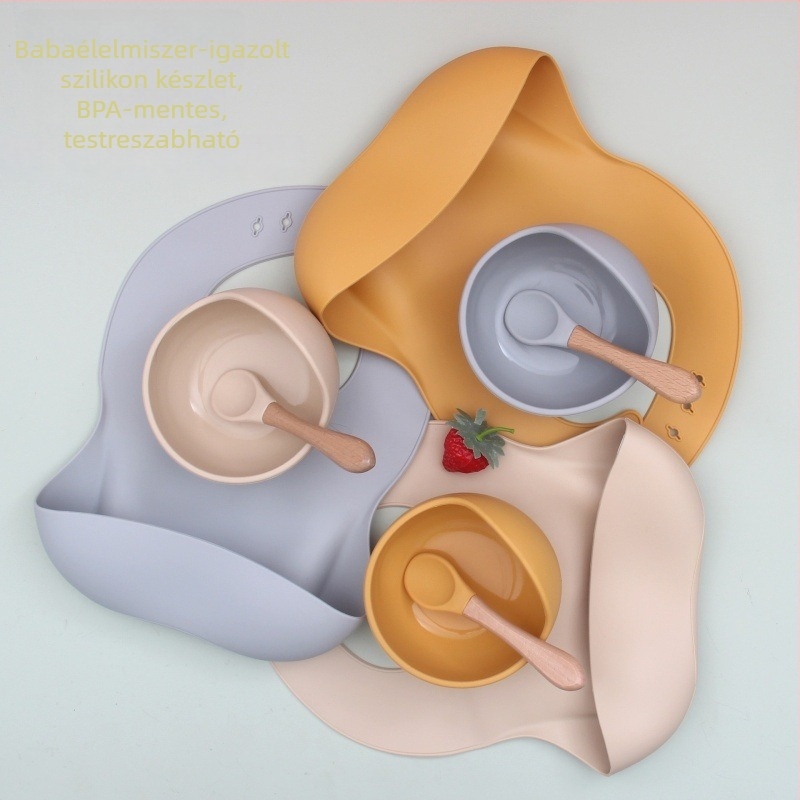 3 részes szilikon baba étkezési készlet – élelmiszer-minőségű szilikon, 6 hónapos kortól.