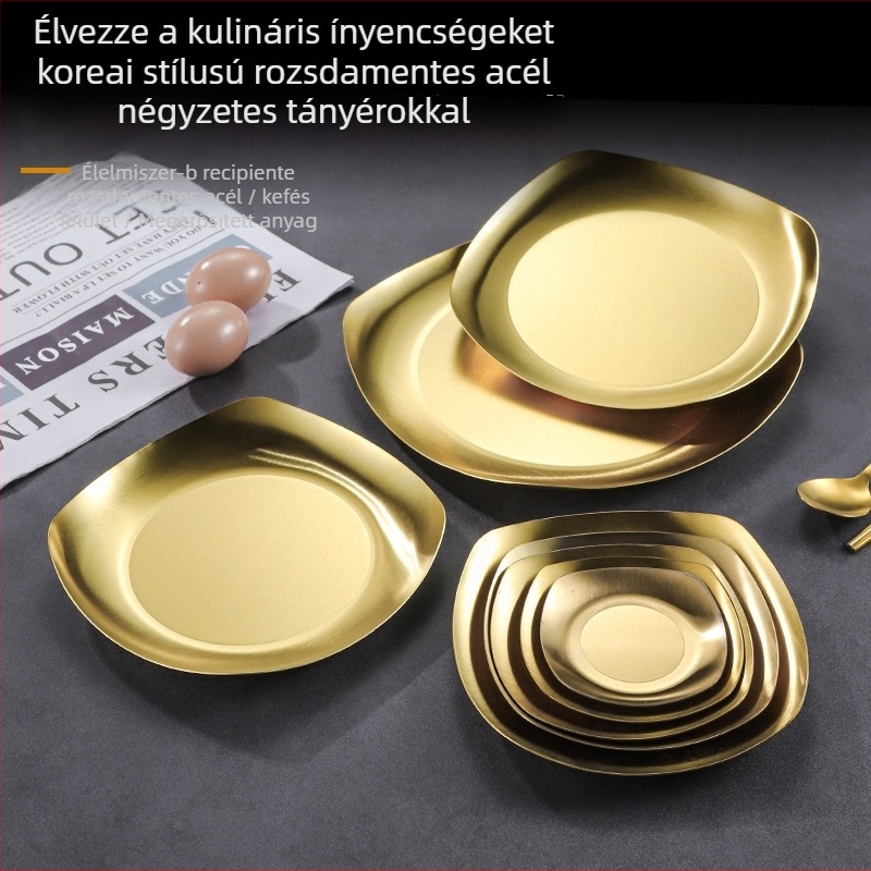 Rozsdamentes acél négyszögletes mártásos tál — modern minimalist stílus, mintázat, elektroplatázott felület