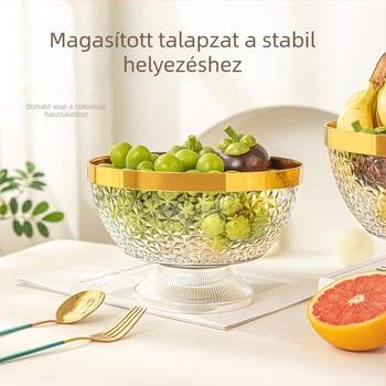 Műanyag gyümölcstál fedővel és lábakkal, csepegtető tál a nappaliba, klasszikus stílus, könnyed lux retro, prémium