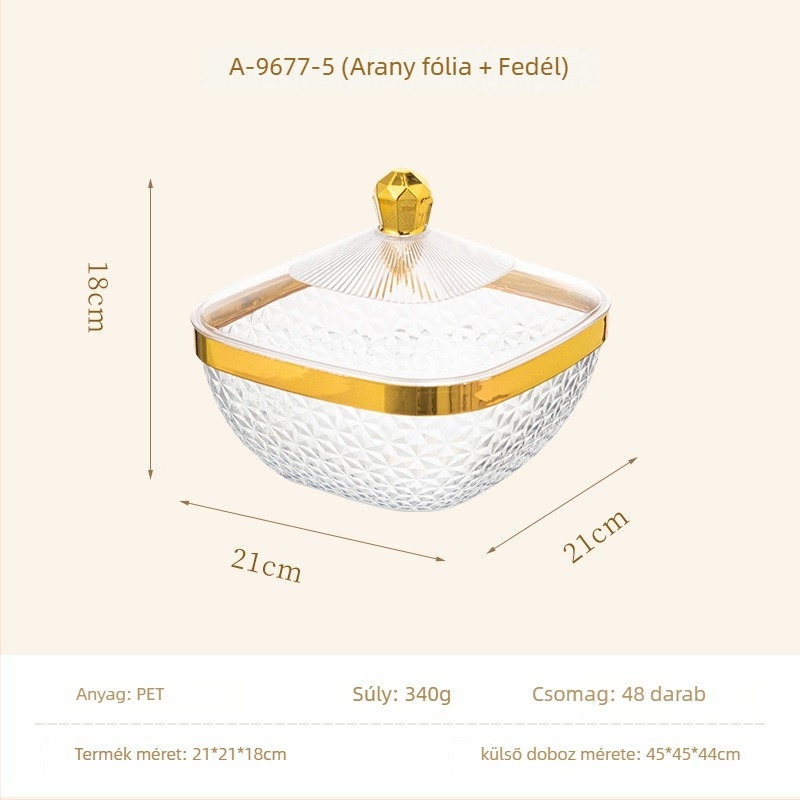 Műanyag gyümölcstál fedővel és lábakkal, csepegtető tál a nappaliba, klasszikus stílus, könnyed lux retro, prémium