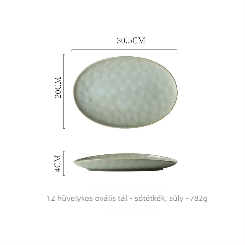 Porcelán tál, szabálytalan alak, japán stílusú, aláglazúr felület, mikrohullámú sütőben használható