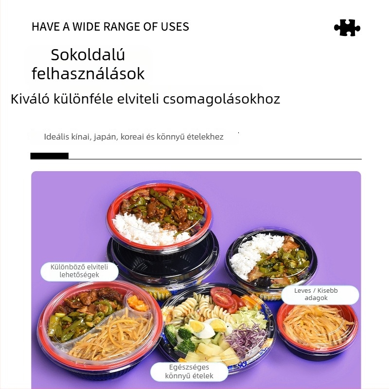 Sanze egyszer használatos PP tál japán Bento-hoz, kör alakú műanyag tál, japán stílus, 3 év eltarthatóság