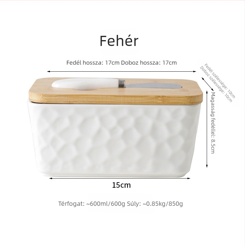 Mr. Yigua Kerámiavajtál késével, fa fedéllel, zárható, nagy kapacitású