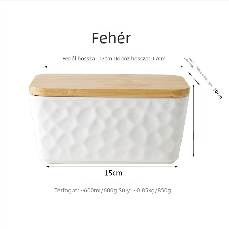 Mr. Yigua Kerámiavajtál késével, fa fedéllel, zárható, nagy kapacitású