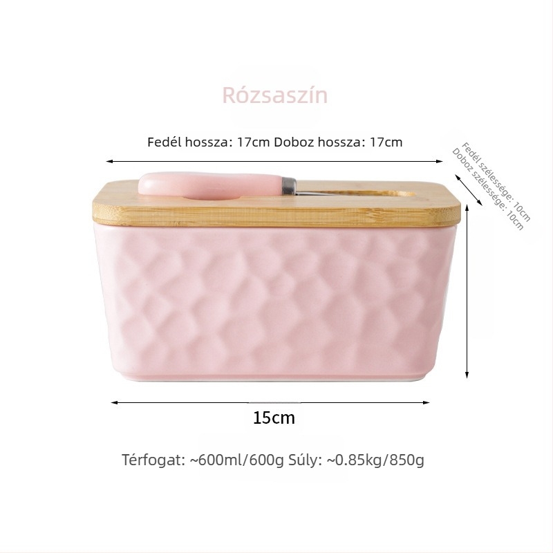 Mr. Yigua Kerámiavajtál késével, fa fedéllel, zárható, nagy kapacitású