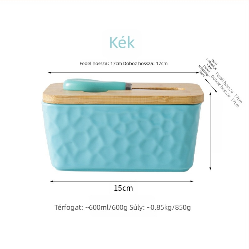 Mr. Yigua Kerámiavajtál késével, fa fedéllel, zárható, nagy kapacitású