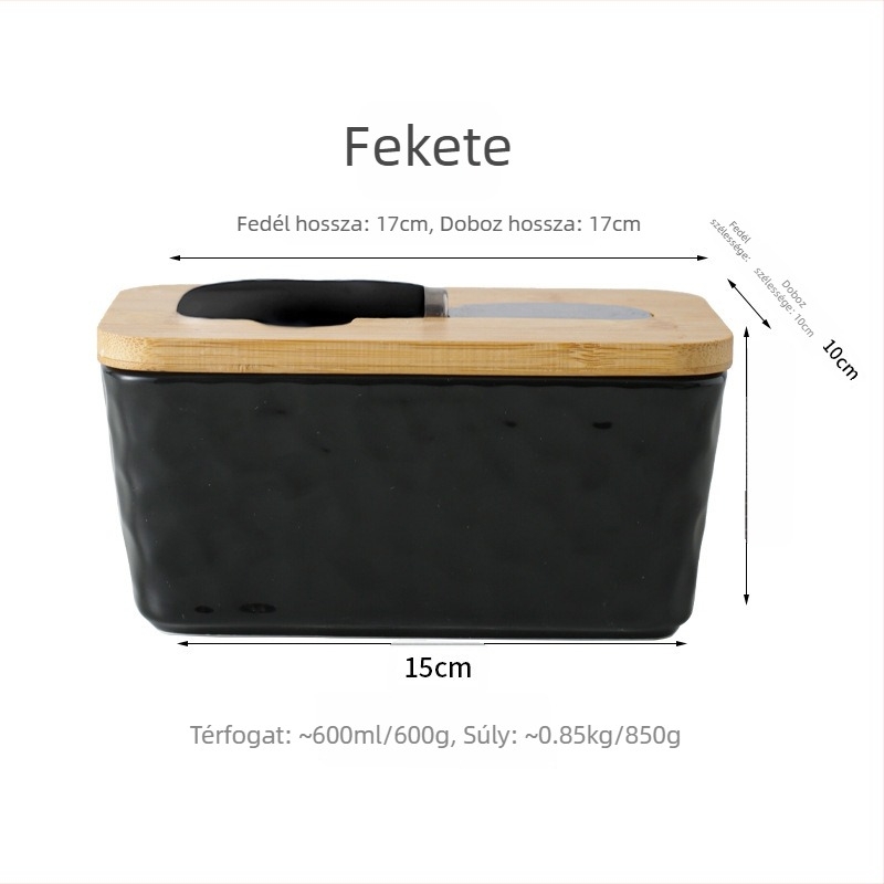 Mr. Yigua Kerámiavajtál késével, fa fedéllel, zárható, nagy kapacitású