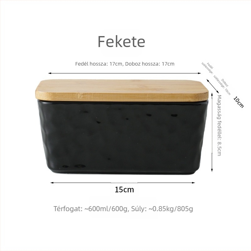 Mr. Yigua Kerámiavajtál késével, fa fedéllel, zárható, nagy kapacitású