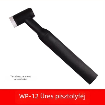 WP-12 vízhűtéses argon ívhegesztő pisztoly kiegészítői: áramlásvezető, kerámia fúvóka, wolfram-elektróda tartó, hosszú pisztolyfej, rövid pisztolyvége, pisztoly vége tömítés