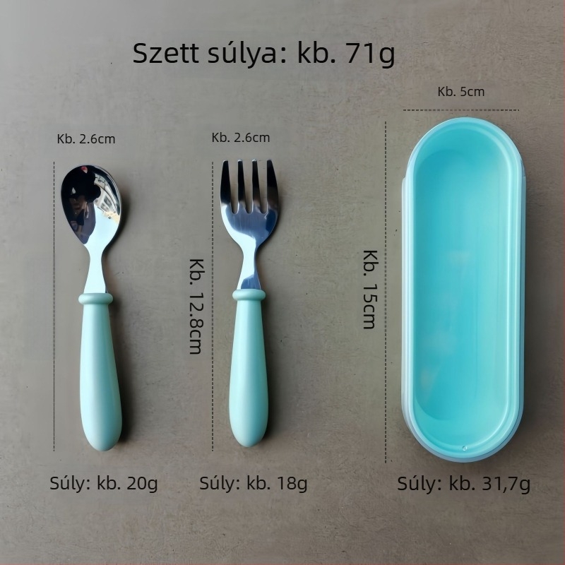 Gyerekeknek szóló étkészlet 304 rozsdamentes acélból, ABS markolat, tükörfényes polírozás, kézzel készített, logónyomás elérhető