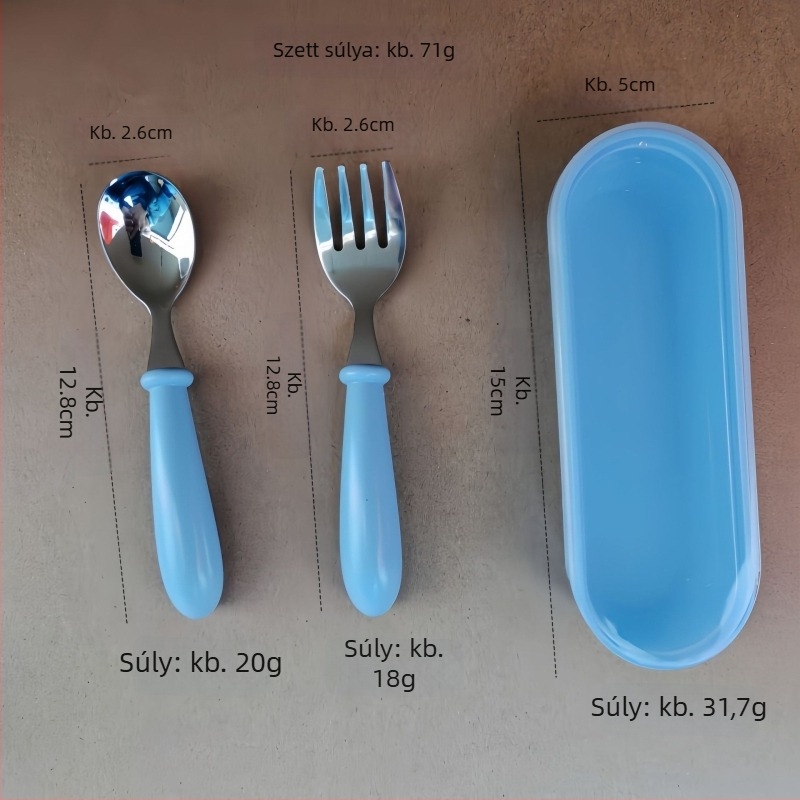 Gyerekeknek szóló étkészlet 304 rozsdamentes acélból, ABS markolat, tükörfényes polírozás, kézzel készített, logónyomás elérhető