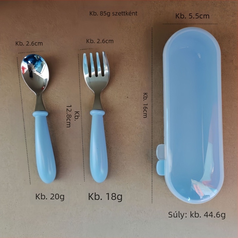 Gyerekeknek szóló étkészlet 304 rozsdamentes acélból, ABS markolat, tükörfényes polírozás, kézzel készített, logónyomás elérhető