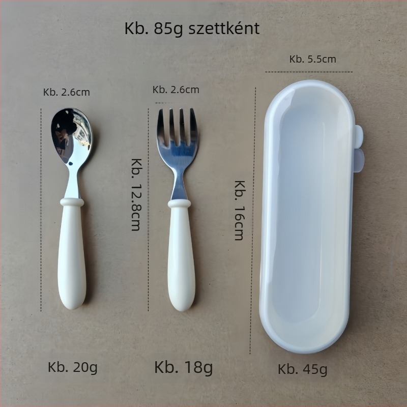 Gyerekeknek szóló étkészlet 304 rozsdamentes acélból, ABS markolat, tükörfényes polírozás, kézzel készített, logónyomás elérhető