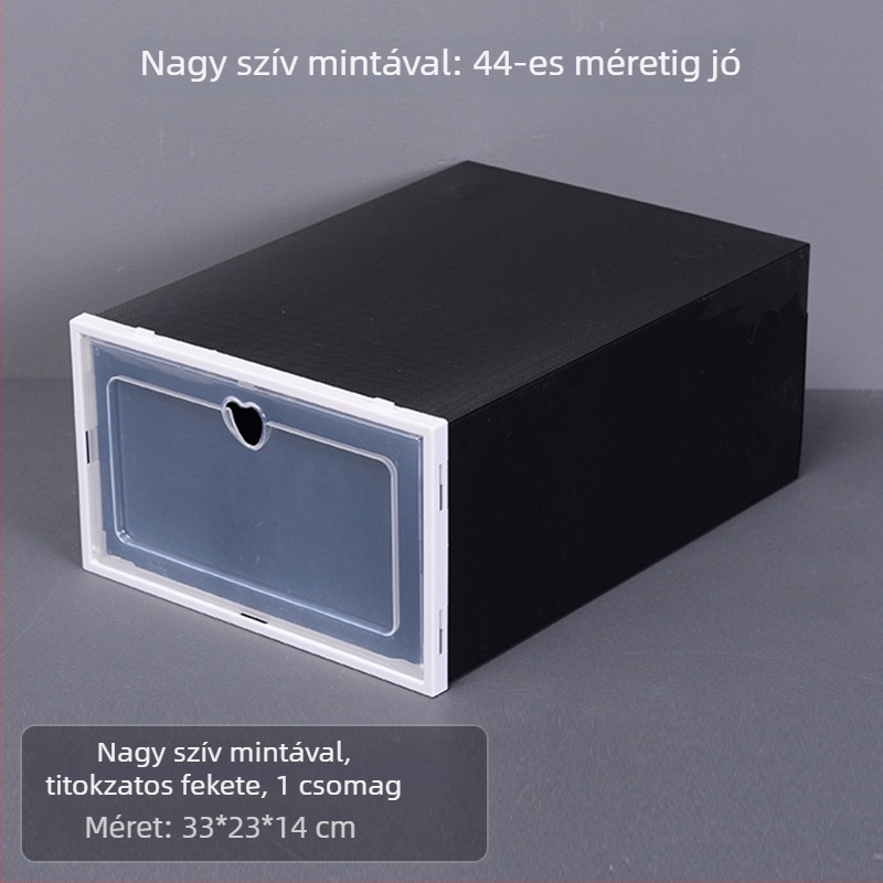 Jerna Átlátszó Vastagított Cipősdoboz Műanyagból, PP Anyag, Porálló, Egymásra Rakható, Többszintű Tárolás