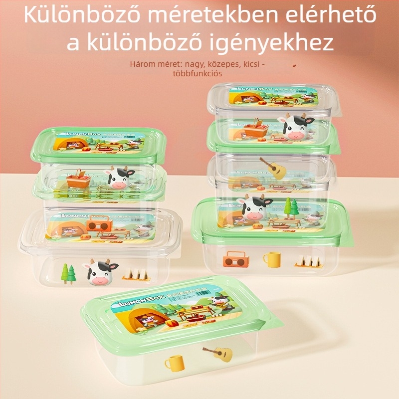 Egyszer használatos ebédes doboz fedővel, mikrohullámú sütőben használható, magas hőállóság, frissesség megőrzése, élelmiszer-minőségű műanyag.
