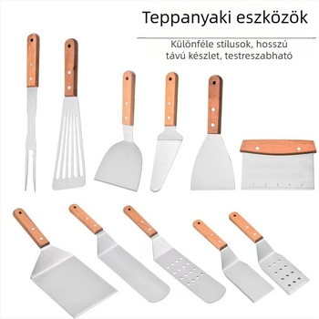 Rozsdamentes acél spatula bükkfa nyéllel – teppanyaki/grill sütéséhez készült készlet, One mind, 2017 tavaszán debütált, modern egyszerű stílus