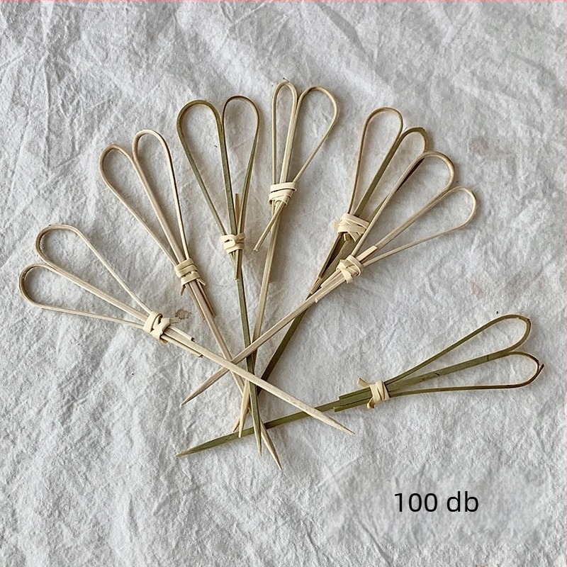 Egyszer használatos bambusz gyümölcsnyársak, 100 darab, modern minimalist stílus, vízpolírozott, prémium minőség