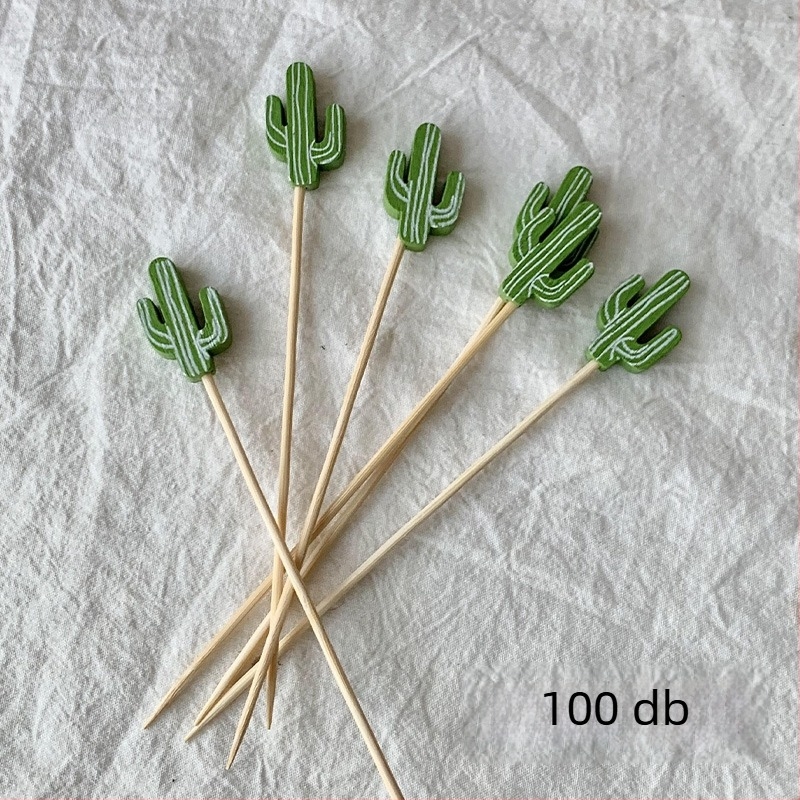 Egyszer használatos bambusz gyümölcsnyársak, 100 darab, modern minimalist stílus, vízpolírozott, prémium minőség