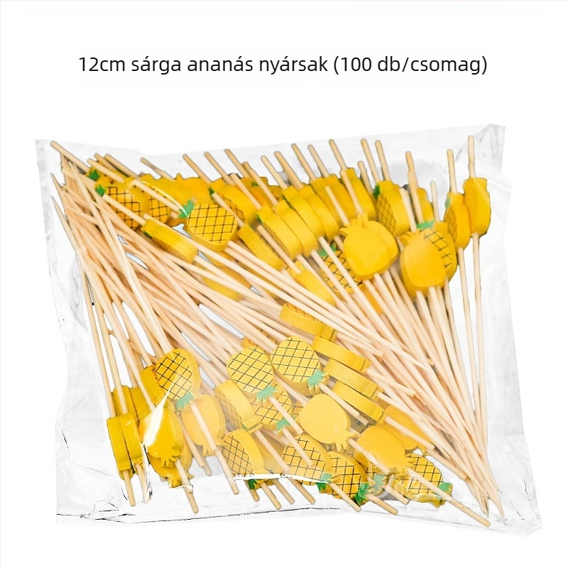 Egyszer használatos bambusz gyümölcsnyársak, 100 darab, modern minimalist stílus, vízpolírozott, prémium minőség