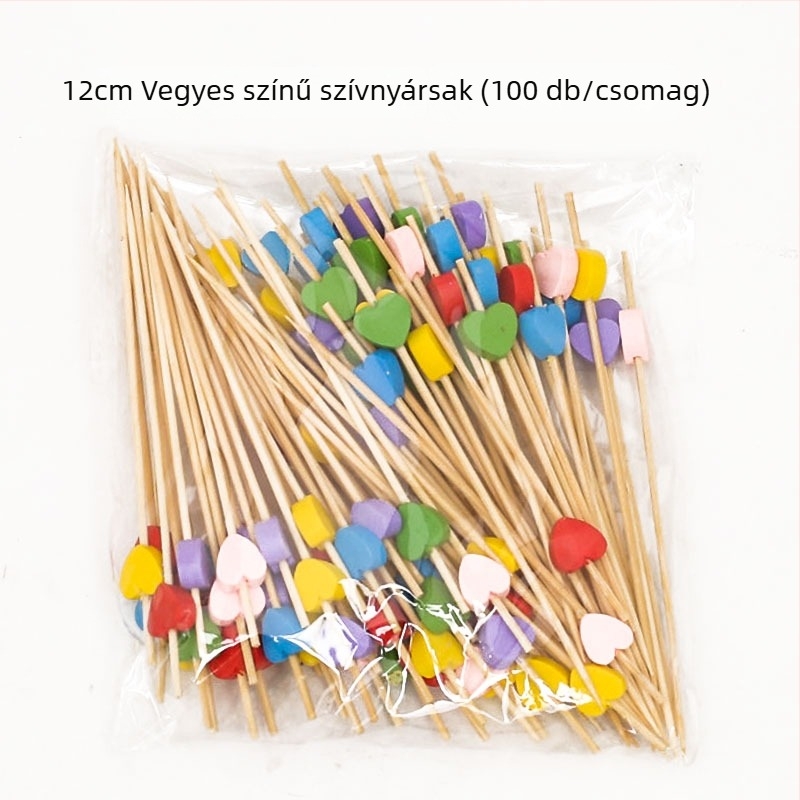 Egyszer használatos bambusz gyümölcsnyársak, 100 darab, modern minimalist stílus, vízpolírozott, prémium minőség